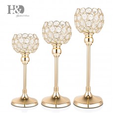 Gold Crystal Tealight Holder Set Wedding Home Table Centerpieces Decor,Pack of 3 704619423662  392081518280